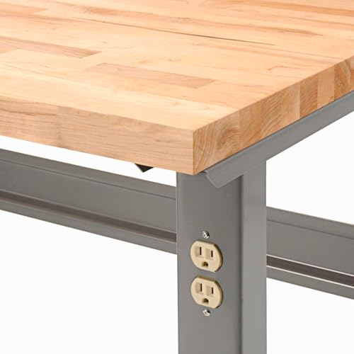 Global Industrial Adjustable Height Workbench C-Channel Leg, 96" W x 36" D, 1-3/4" Birch Top with Square Edge, 2000 Lbs. Capacity, Gray Frame, Industrial Workbench Global Industrial
