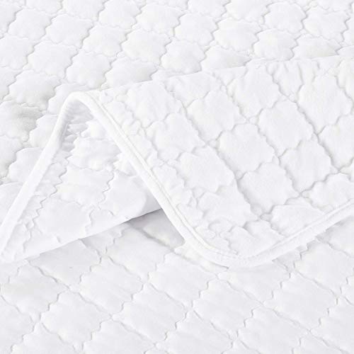Royal Hotel Bedding Plush Velvet Queen Size Quilt, White 92x96 Inches Coverlet 3pc Set, Oversized Luxury 100% Velvet Quilt Queen White Royal Hotel Bedding