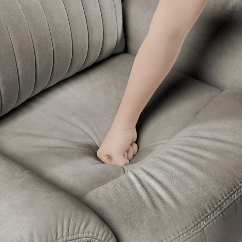 Lexicon Manual Double Reclining Loveseat, Polished Microfiber Manual Wall Hugger Loveseat Recliner for Living Room, Center Storage Console/Cup Holders, Easy Assembly, Dove Lexicon