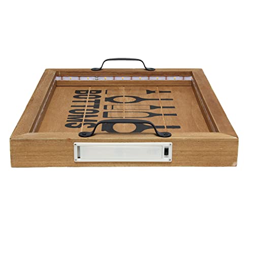 Elegant Designs HG2032-NBU Salento Farmhouse Rectangle Decorative LED Light Up Wooden Serving Tray w Black Metal Handles & Bottoms Up in Black for Décor, Centerpiece, Breakfast, Coffee,Bar, Natural Elegant Designs