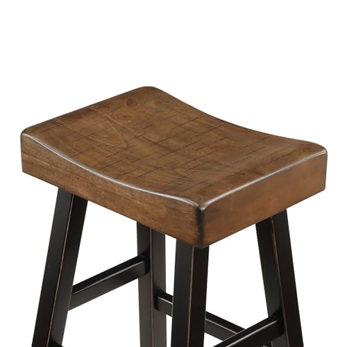 Lexicon 4-Piece Bar Table Set with 3 Saddle Stools for Small Kitchens and Living Spaces, Black/Brown Lexicon