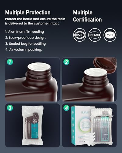 SUNLU 2000G ABS Like 3D Printer Resin, 405nm UV Curing Photopolymer Rapid 3D Resin For 2K 4K 6K 8K LCD/DLP/SLA 3D Printers, Non-Brittle & High Precision & Low Shrinkage, 2KG, White SUNLU