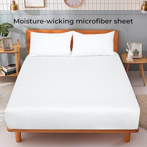 Royale Linens Fitted Sheet Full - Ultra Soft 1800 Brushed Microfiber - Hotel Luxury Bottom Sheets - Wrinkle Free & Fade Resistant - Deep Pocket Fitted Sheet Only (Full, White) ROYALE LINENS
