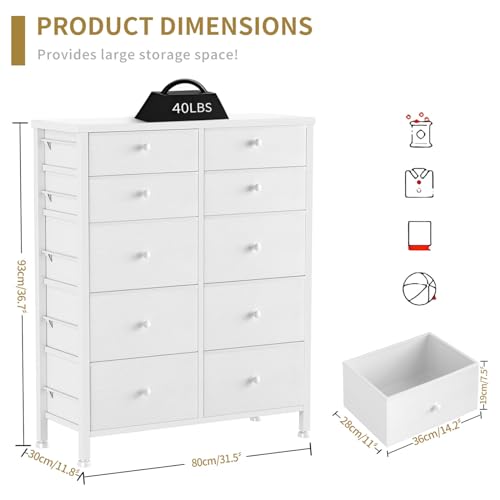 BOLUO White Night Stand with Drawers 3 Drawer Dresser for Bedroom, Tall Nightstand for Closet Dorm Modern Bedside Table BOLUO
