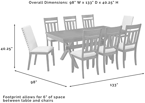 Crosley Furniture Hayden 9-Piece Modern Farmhouse Dining Table Set for 8 with 6 Slat and 2 Parsons Chairs, Slate Crosley Furniture