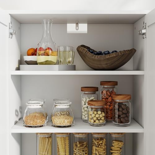 2 Door Tall Kitchen Pantry Storage, Collection Food Free Standing Wooden Storage Cabinet with 2 Drawers and Adjustable Shelves, Modern Farmhouse Versatile Storage for Kitchen, Dining Room (White) Panana