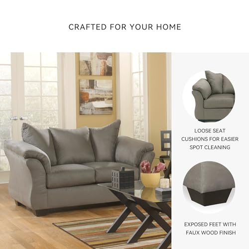 Signature Design by Ashley 1` Darcy Casual Plush Loveseat, Grayish Brown, 39"D x 67"W x 40"H, Gray Signature Design by Ashley