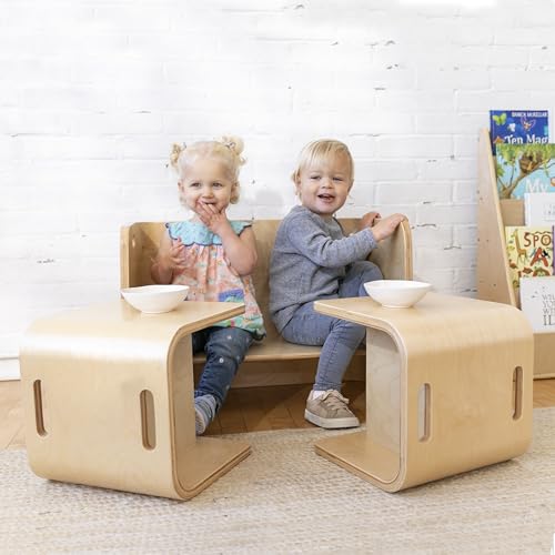 ECR4Kids Premium Bentwood Multipurpose Table and Chair Set, Kids Furniture, Natural, 3-Piece ECR4Kids