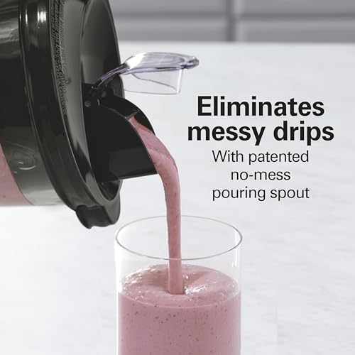 Hamilton Beach Wave Action Blender for Shakes and Smoothies, Stainless Steel Ice Sabre Blades, 40oz Glass Jar, 20oz Blend-In Portable Travel Jar, 800 Watts, Quiet Design, Gray (58181) Hamilton Beach