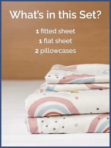 Kids King Size Rainbow Bed Sheets - 4 Piece Kids Rainbow Microfiber Sheet Set - Star Theme Bedding - Soft, Cute, Breathable & Machine Washable - Colorful Bed Set for Boys, Girls, Teens and Toddlers CGK Unlimited