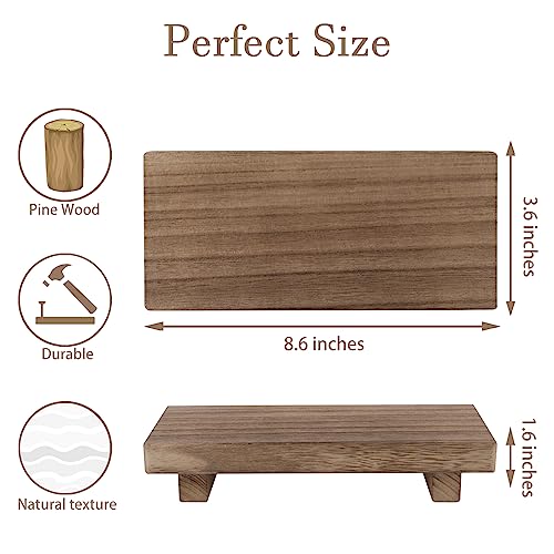 Small Wood Tray Pedestal Stand Farmhouse Bathroom Decor Decorative Wooden Riser Kitchen Soap Dish Holder for Vanity, Counter, Sink, Brown zoocatia