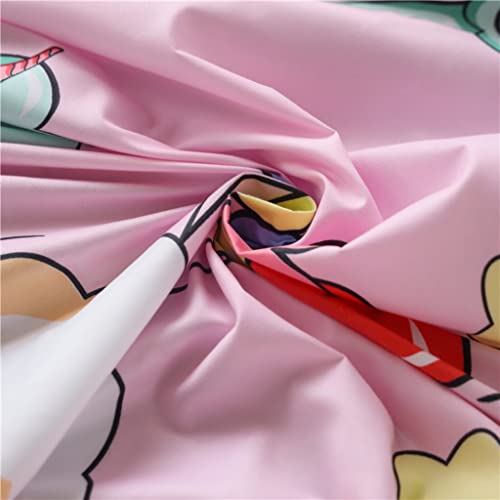 Girls Unicorn Fitted Sheet King Cute Dreamy Horse Bed Sheet Set for Kids Children Bedroom Decor Cartoon Magical Animal Bedding Set Girly Fantasy Unicorn Rainbow Bed Cover (Flat Sheet Not Included) Feelyou
