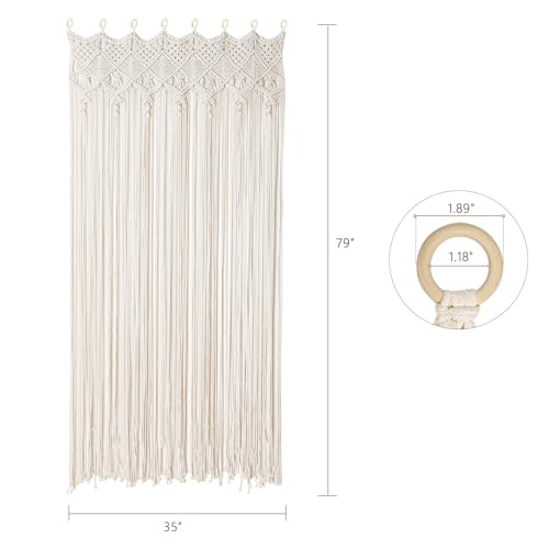 Osunnus Boho Macrame Curtain for Window Doorway Handmade Large Long Macrame Wall Hanging for Living Room Bedroom Bohemian Home Wedding Backdrop Decor, 2 Panels 79" L x 35" W Osunnus