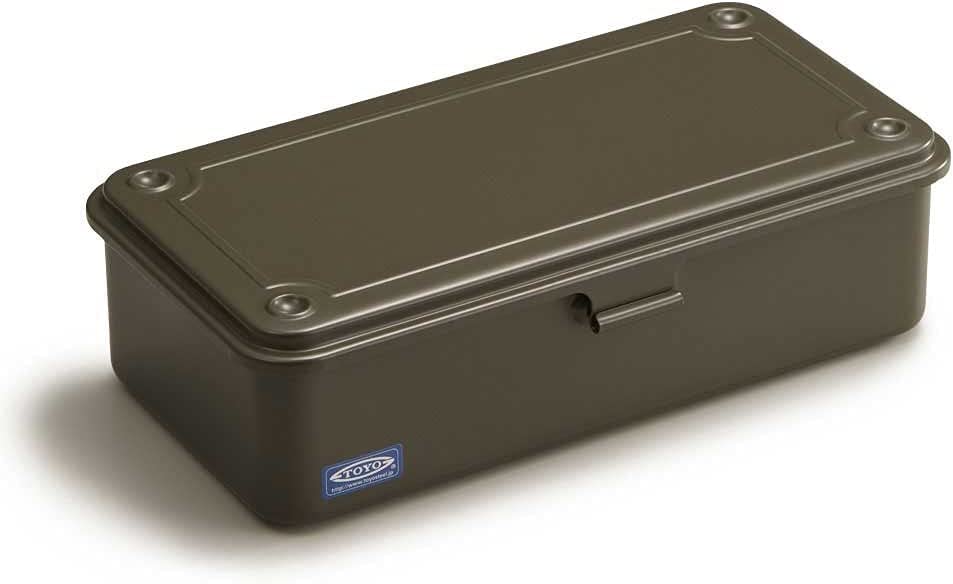 toyo steel tool box T-190 MG (MILITARY GREEN) H7.99×W4.29×D2.20inch Steel Trunk For Pegs, Metal fittings, Pen, Accessory, And Utility Knife Made In Japan toyo steel tool box