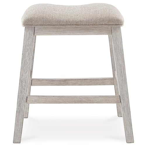 Signature Design by Ashley Skempton Modern 24" Counter Height Upholstered Barstool, 2 Count, Whitewash Signature Design by Ashley