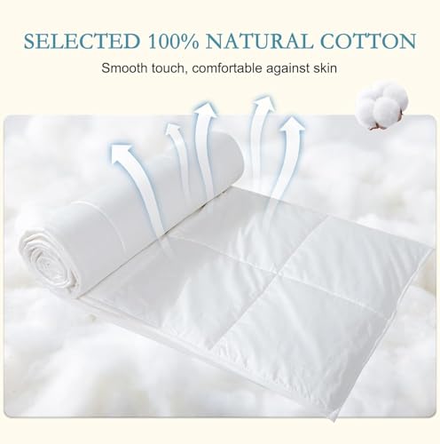 YOUR MOON Summer Lightweight Wool Comforter Twin Size- Breathable & Thin Duvet Insert for Hot Sleepers, 100% Australian Wool Filling 100GSM with Pure Cotton Shell (White) YOUR MOON