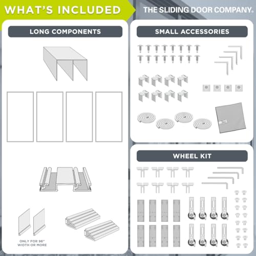 The Sliding Door Company 4 Panel Sliding Glass Interior Room Divider, Clear Tempered Glass (Black, 120" W x 96" H) The Sliding Door Company