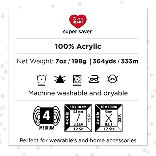 Red Heart Super Saver White Yarn - 3 Pack of 198g/7oz - Acrylic - 4 Medium (Worsted) - 364 Yards - Knitting/Crochet Red Heart