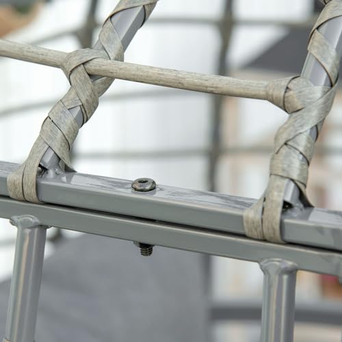 Outsunny Wicker Egg Chair, 360 Rotating Indoor Outdoor Boho Basket Seat with Cushion and Pillows for Backyard, Porch, Patio, Garden, Handwoven All-Weather PE Rattan, Steel Frame, Gray Outsunny