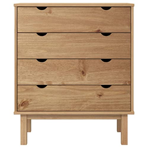 vidaXL OTTA Solid Pine Wood Drawer Cabinet with 4 Drawers, Scandinavian Style, Sturdy Wooden Frame, Spacious Storage, Decorative Top for Display - vidaXL