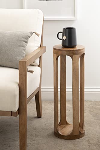 Kate and Laurel Dahl Modern Wooden Decorative Drink Table for Plant Display and Item Storage, 8x8x23, Natural Kate and Laurel