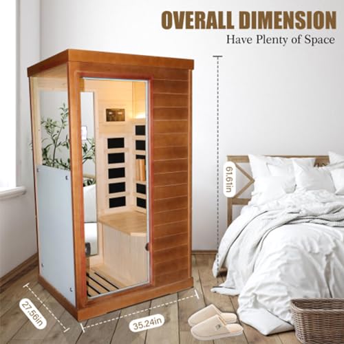 RAYPUR Far Infrared Wooden Sauna Room for Relaxation, Recovery, and Wellness Personal Home Spa Equipped with Bluetooth Music Player,Fit for Men and Women RAYPUR