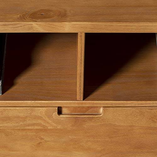 Walker Edison 3-Drawer Mid Century Modern Wood TV Stand for TV's up to 65" Flat Screen Cabinet Door Living Room Storage Entertainment Center, 58 Inch, Caramel Walker Edison