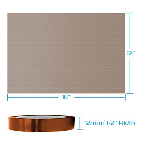 selizo Heat Tape High Temp Tape and Teflon Sheet for Vinyl Heat Press, Sublimation Heat Resistant selizo
