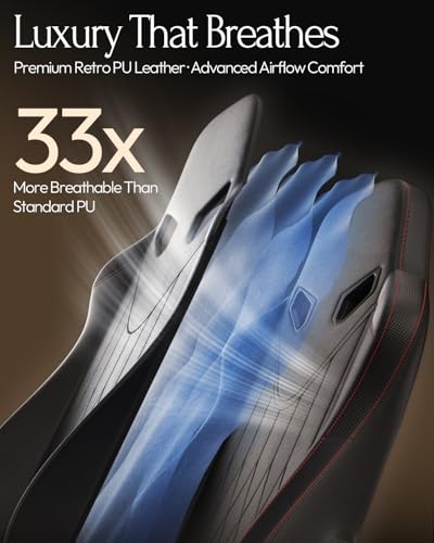 Dowinx Gaming Video Gaming Chair with Shiatsu Neck Massage and Lumbar Support for Home Office High Back Recliner Height Adjustable Ergonomic Comfy Leather Computer Desk Chair (Black) Dowinx