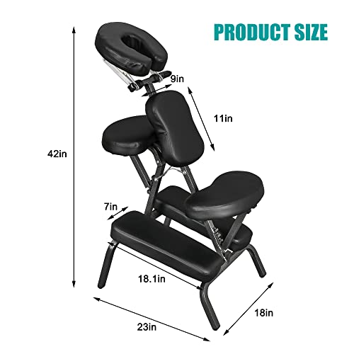 Nova Microdermabrasion Portable Massage Chair Foldable Tattoo Therapy Chair 4 Inches Thickness Sponge Face Cradle Spa Salon Massage Chair (Black) Nova Microdermabrasion