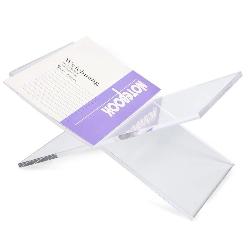 Large Clear Acrylic Book Stands for Display, Amlits, Best Reading Bookstand Display Open Holder for Cook Books Magazines, Newspaper, Textbooks (Clear) Amlits