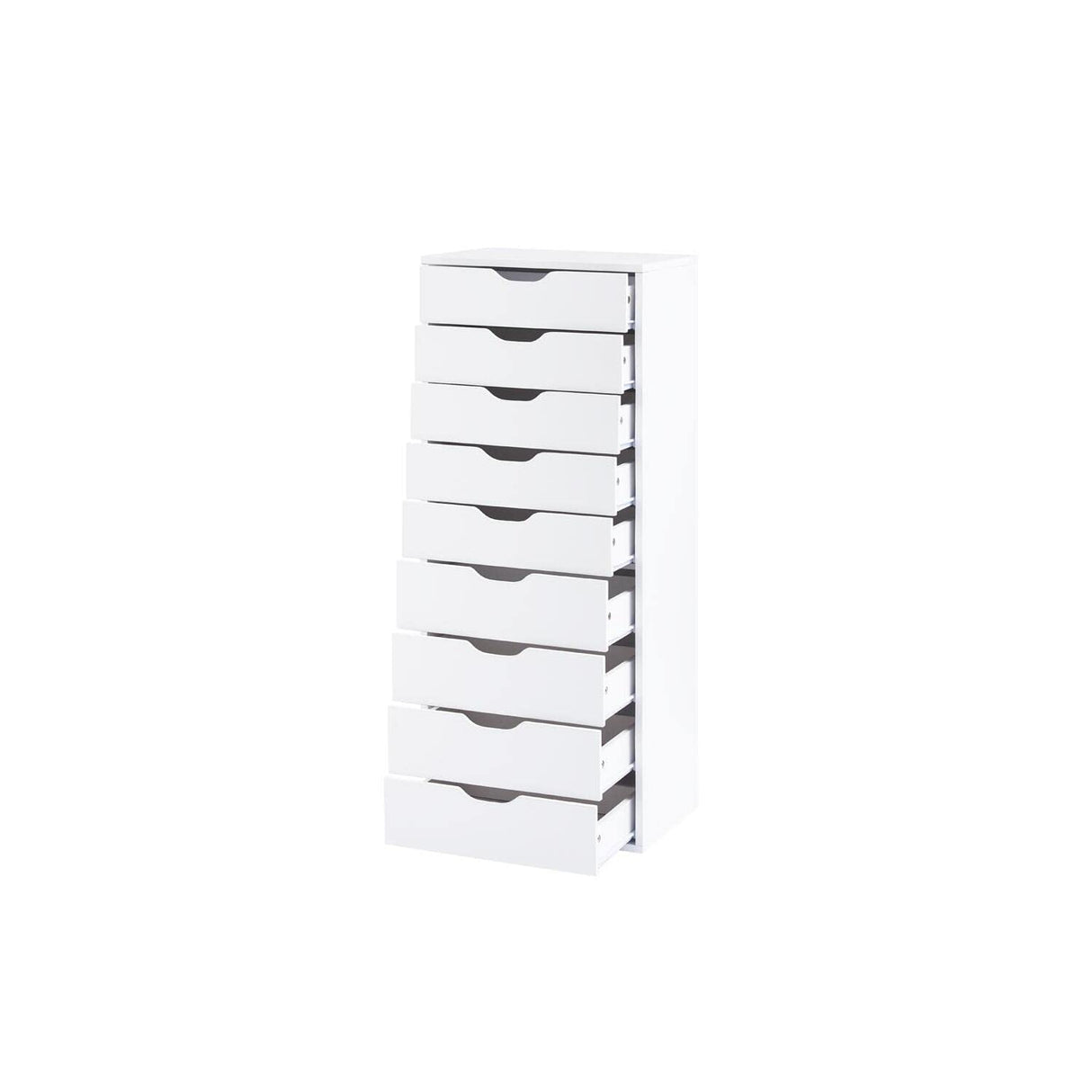 Naomi Home 9 Drawer Dresser for Bedroom, Stylish Tall Makeup Dressers, Storage Shelves, Small Dresser for Closet with 200 lbs Capacity - White Naomi Home
