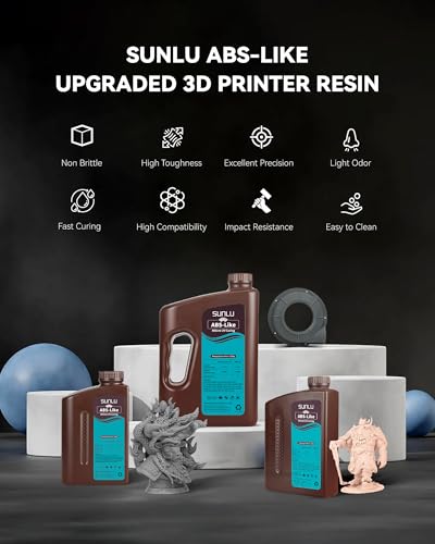 SUNLU Upgraded 2KG ABS Like Resin with Enhanced Strength and Toughness, High Compatibility 3D Printer Resin, 2000G Grey
