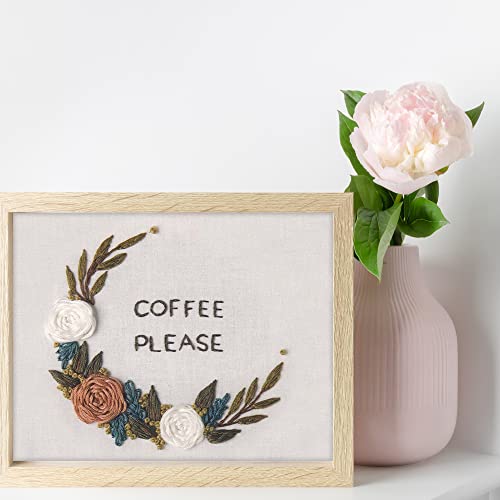 Leisure Arts Embroidery Kit 6" Coffee Please - cross stitch kits for beginners - embroidery kit for beginners - embroidery kits for adults - embroidery kits for adults