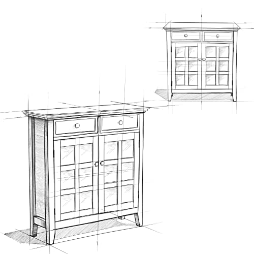 SIMPLIHOME Acadian SOLID WOOD 36 inch Wide Rustic Entryway Hallway Storage Cabinet in Brunette Brown, with 2 Drawers, 2 Doors and 2 Adjustable Shelves SIMPLIHOME