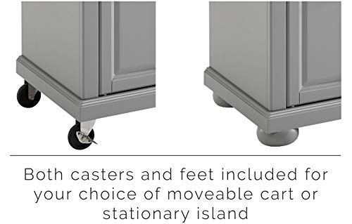 Crosley Furniture Full Size Wood Top Rolling Kitchen Island Storage Cart, Microwave Stand, Spice Rack, Gray Crosley Furniture