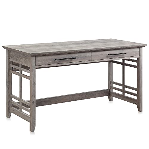 BELLEZE Modern Simple Home Office Computer Laptop Writing Desk Wood Study Table Workstation with Drawers - 55 Inch - Norrell (Gray Wash) BELLEZE