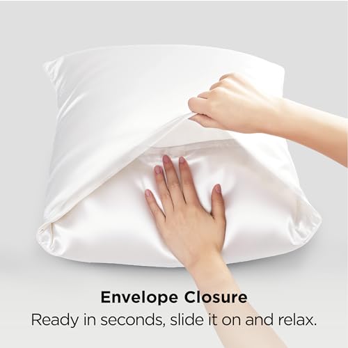 Bedsure King Size Satin Pillowcase Set of 2 - Pure White Silky Pillow Cases for Hair and Skin with Envelope Closure, Similar to Silk Pillow Cases, Gifts for Women Men, 20x36 Inches, 2pcs Bedsure