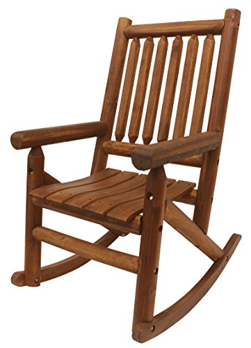 Leigh Country Porch Rocking Chair with Z Frame Design, Clear Coat of Varnish, and Contoured Seating for Patio Rocking Chairs, Brown Leigh Country