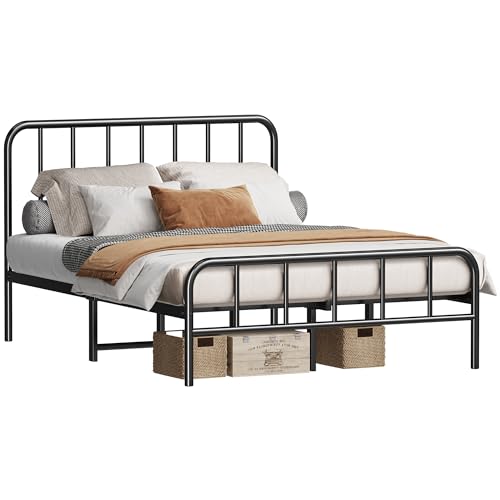 Homeiju Metal Bed Frame - Structurally Stable Heavy Duty Steel Slat Supported Full Bed Frames, No Box Spring Needed, Easy Assembly Homeiju