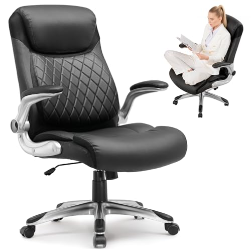 GTPLAYER Big and Tall High Back Office Chair 400LBS Wide Leather Executive Chair Height Adjustable Lumbar Support & Armrests, Comfy Desk Gaming Chairs Computer Swivel Chair, Black GTPLAYER