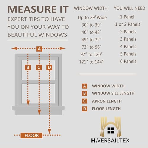 H.VERSAILTEX Linen Curtains Flax Linen Blended Curtain Panels for Living Room/Bedroom Semi Sheer Privacy Curtains 108 inch Length 2 Panels Set Nickel Grommet Window Drapes, Natural H.VERSAILTEX