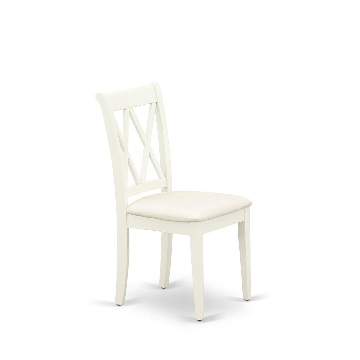 East West Furniture CLC-LWH-C Clarksville Kitchen Dining Chairs - Linen Fabric Upholstered Wood Chairs, Set of 2, Linen White East West Furniture