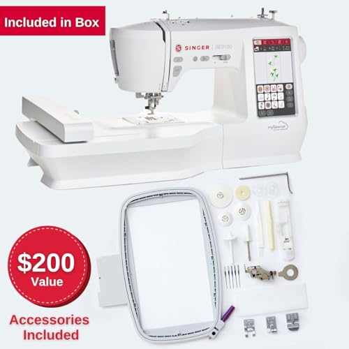 SINGER SE9180 Sewing & Embroidery Machine | 250 Built-in Stitches, 150 Embroidery Designs, 10 Fonts, 1-Step Buttonhole, 7" Touchscreen, Automatic Needle Threader & WiFi Connectivity SINGER