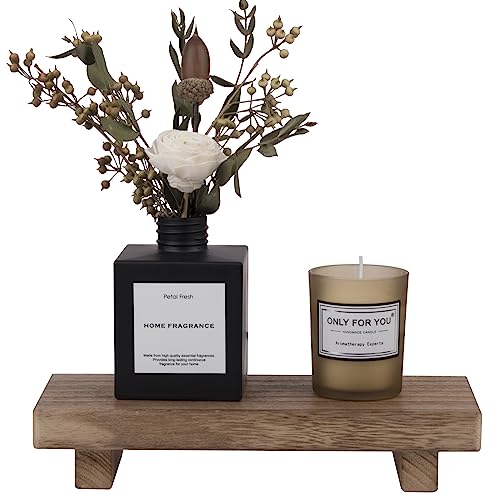 Small Wood Tray Pedestal Stand Farmhouse Bathroom Decor Decorative Wooden Riser Kitchen Soap Dish Holder for Vanity, Counter, Sink, Brown zoocatia