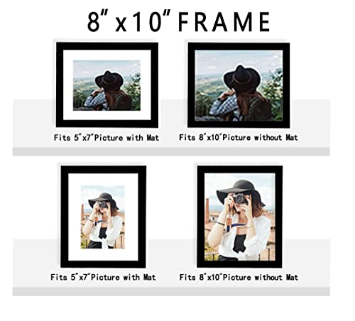 Picrit 8x10 Picture Frame Set of 12, Display 5x7 with Mat or 8x10 Without Mat, Photo Frames for Wall Mounting or Table Top Display, Black. Picrit