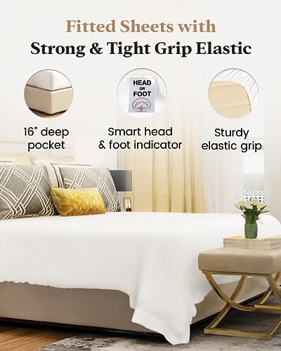 Good Sleep Bedding Twin XL Fitted Sheet - 1000 Thread Count Extra Long Twin XL Sheets, Soft & Breathable with 16" Deep Pocket, 100% Egyptian Cotton - White Good Sleep Bedding