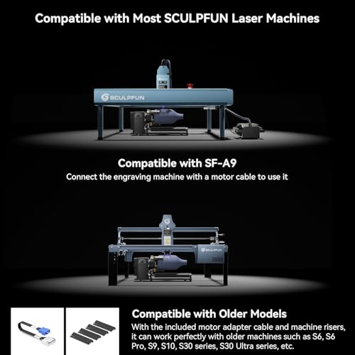 SCULPFUN RA Pro Max 4 in 1 Rotary Roller, Rotary Chuck for S9 S30 Ultra SF-A9 Series Laser Engraver, Multi-Function Y-axis Roller Engraving Module for Laser Engraving Irregular Round Objects SCULPFUN