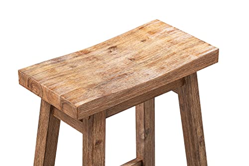 Sonoma Saddle 24" Counter Stool - Barnwood Wire-Brush - Set of 2 Boraam