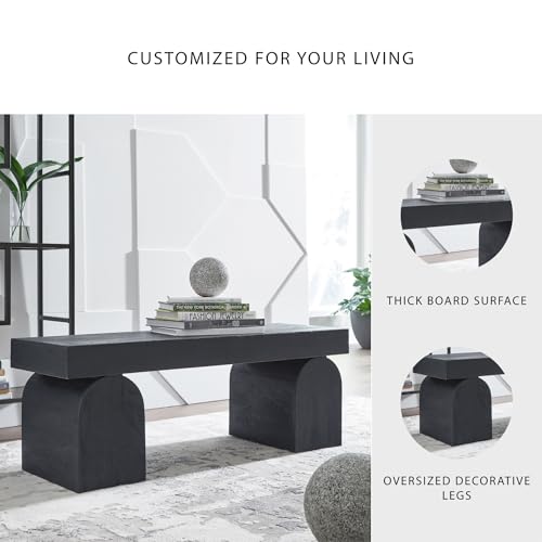 Signature Design by Ashley Holgrove Contemporary Accent Bench with Oversized Legs and for Living-Room, Home-Office or Entryway Use, Black Signature Design by Ashley
